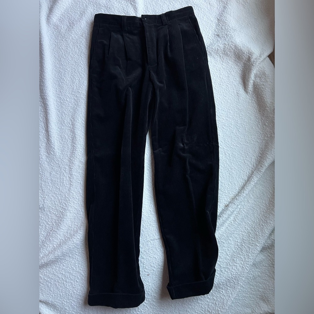 Vintage GAP Pleated Corduroy Pants Mens 31x32 Easy Fit Dark Black‎ 90s